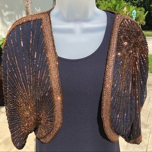 Lotta Stensson Womens Silk Sequined Beaded Blouse.